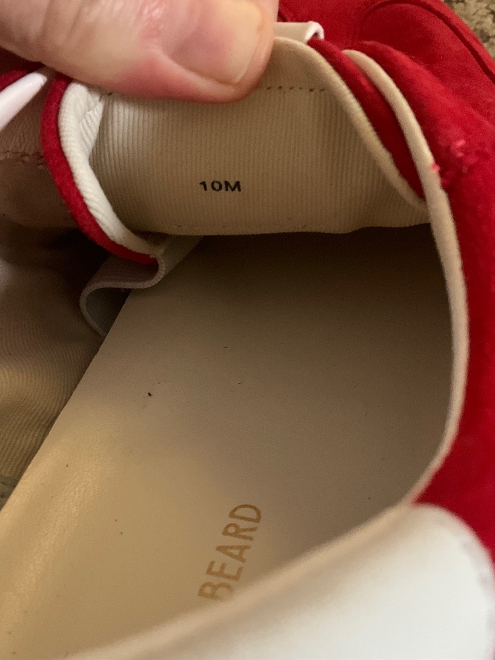 Veronica Beard Red Suede Sneakers with White Stripes - Picture 6 of 7